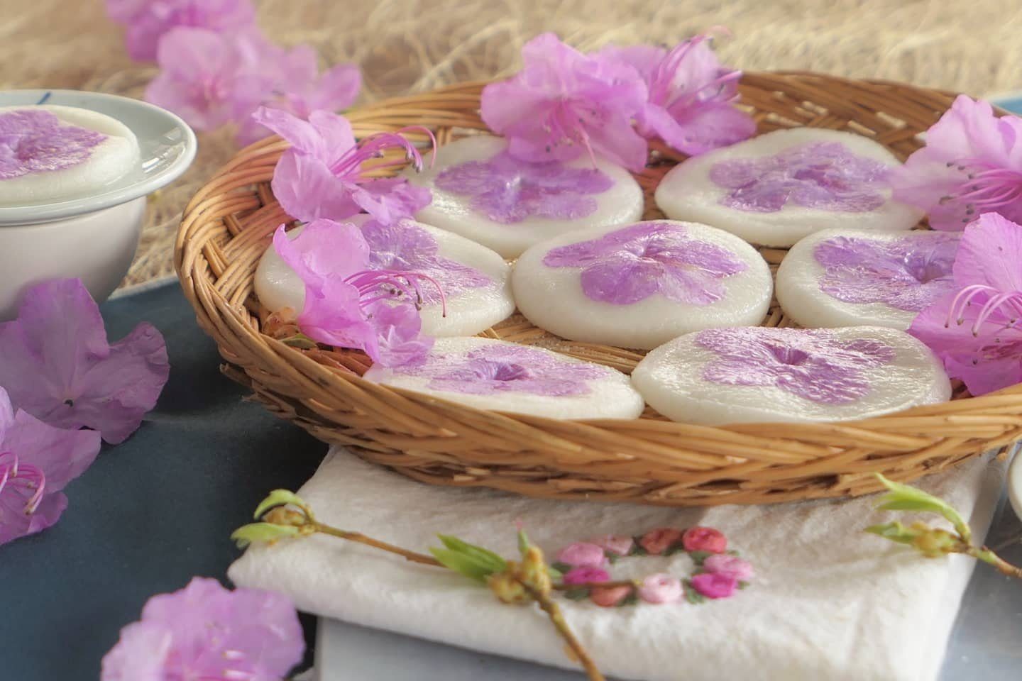 Hwajeon flower rice cakes with azalea petals