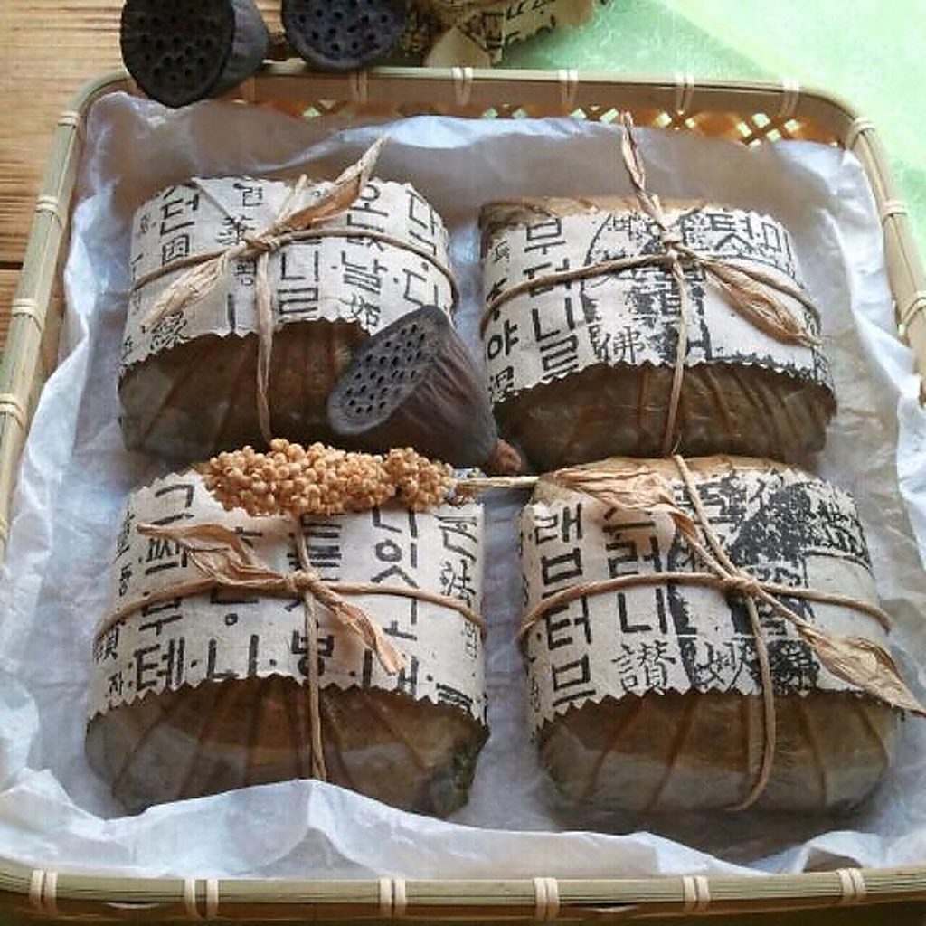Ceremonial yukpo wrapped in hanji with calligraphy